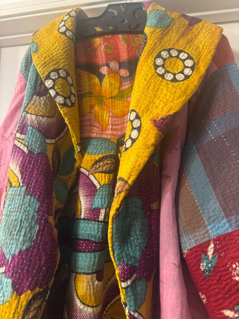 Vibrant Yellow Patchwork Quilt-Style Jacket - Picture 9 of 11